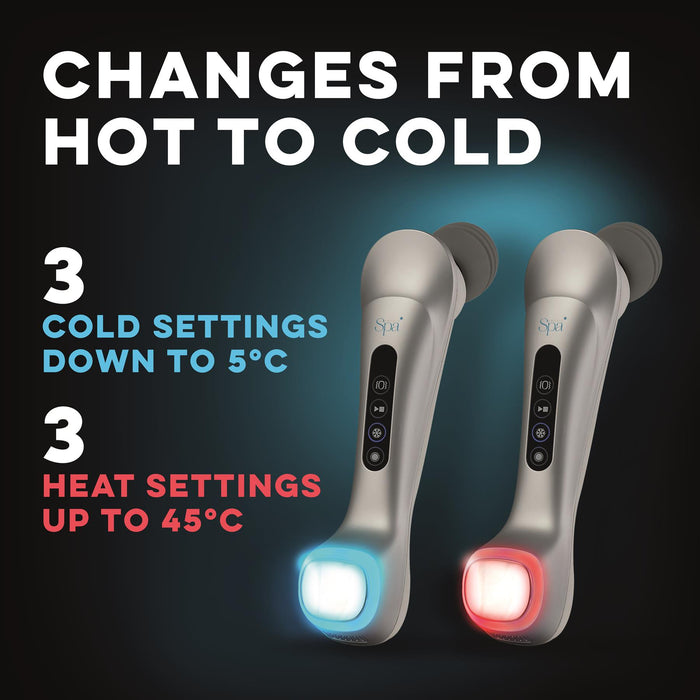Two handheld devices with temperature display  - Buy Now Hot & Cold Massager + EMS & Heat Massager