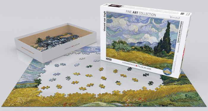 Van Gogh's Wheat Field with Cypresses 1000 Piece Puzzle - Quick Ship - Puzzlicious.com
