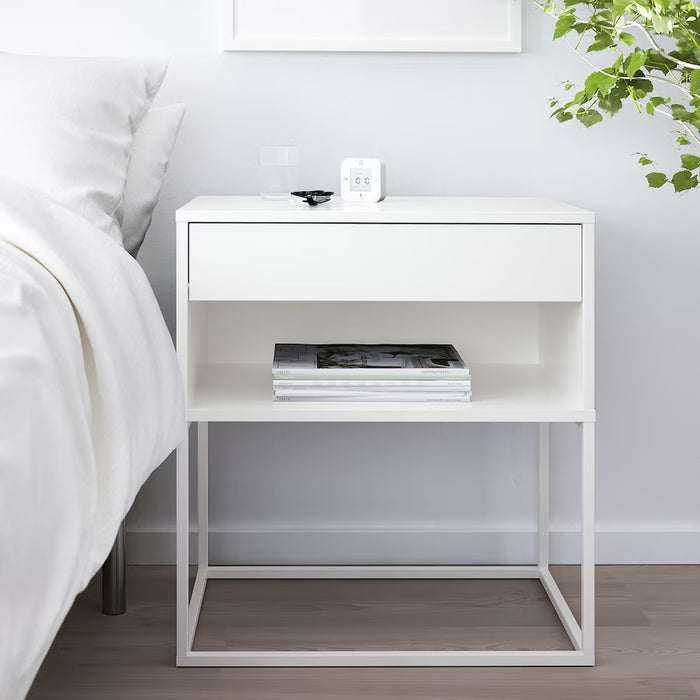 VIKHAMMER Bedside table, White, 60x39cm