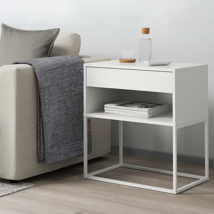 VIKHAMMER Bedside table, White, 60x39cm