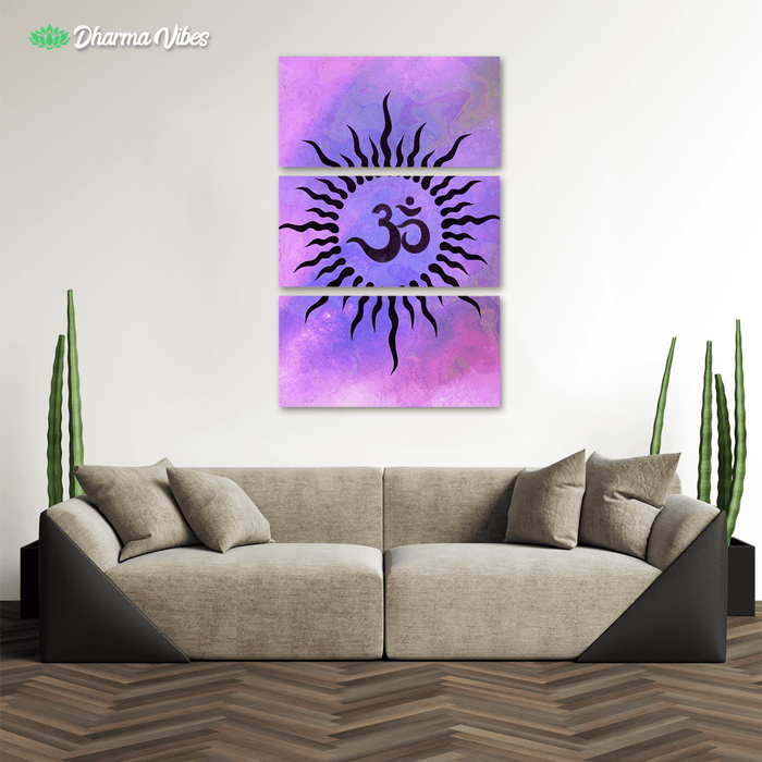 Violet Om Rays by McAshe 3-Piece Canvas Art