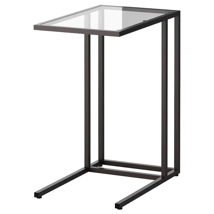 VITTSJO Laptop table, 35x65cm, Black-brown/glass