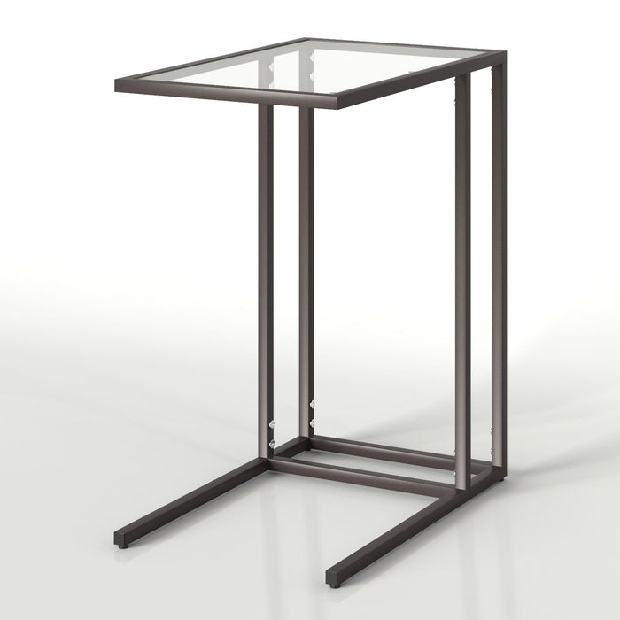 VITTSJO Laptop table, 35x65cm, Black-brown/glass