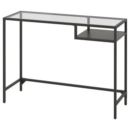 VITTSJO Laptop table, Black-brown/glass, 100x36cm