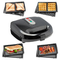 Multifunctional black appliance with various cooking options - Waffle, Deep Fill Sandwich, Grill & Panini Maker - Buy Now