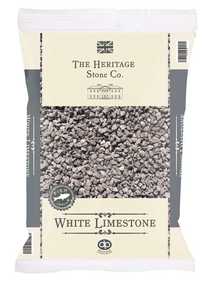 White limestone 6mm decorative chippings for driveways, paths and garden patios