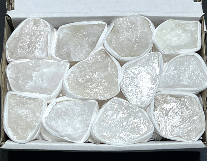 White Quartz Crystals Rough Raw Stones Small Box Flat