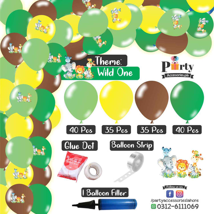 Wild One Theme Birthday Party Arch Balloons Garland Kit of 150 Balloons for Decoration with Stickers