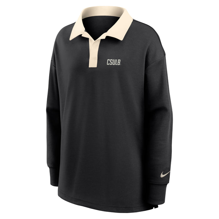 Women's CSULB Oversized Long Sleeve Polo - Black/Natural, Nike