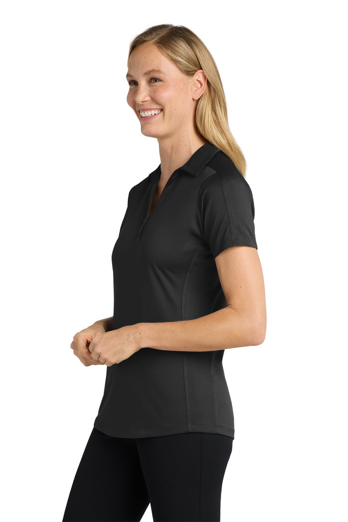Womens Diamond Jacquard Polo, Black | New Millennium