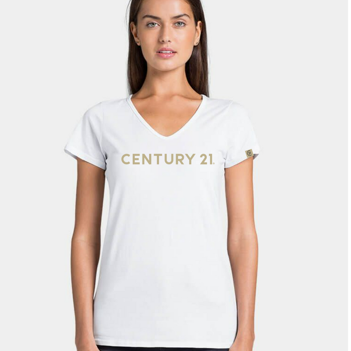 WORDMARK Bevel White Tee with Relentless Gold Logo
