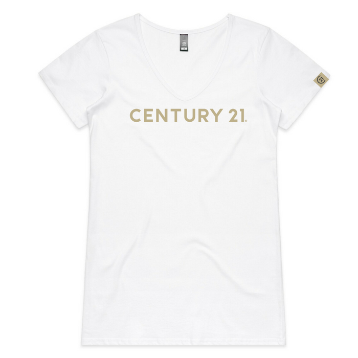 WORDMARK Bevel White Tee with Relentless Gold Logo