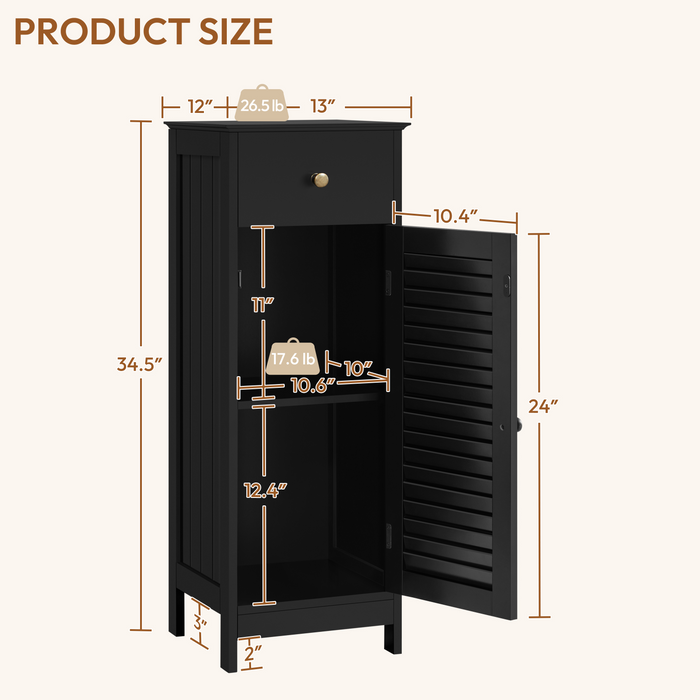 Yaheetech 34.5″ Tall Narrow Bathroom Cabinet