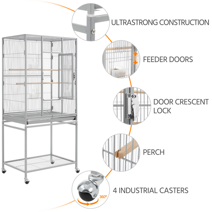 Yaheetech  53.5″H Mobile Large Parrot Cage with Stand