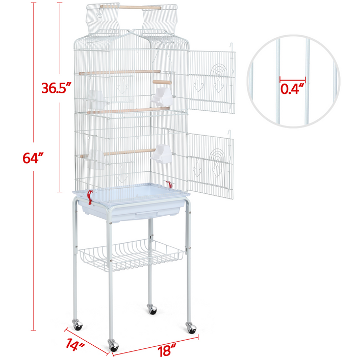 Yaheetech 64’’ H Open Top Metal Large Rolling Parrot/Bird Cage