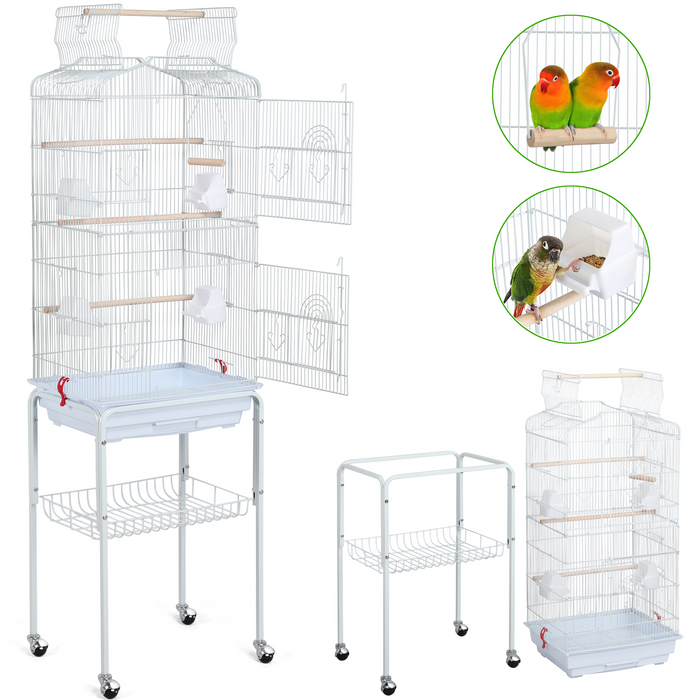Yaheetech 64’’ H Open Top Metal Large Rolling Parrot/Bird Cage