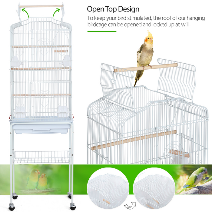 Yaheetech 64’’ H Open Top Metal Large Rolling Parrot/Bird Cage