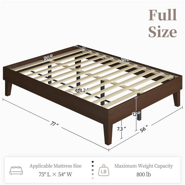 Yaheetech Bed Frame Natural Solid Wood Platform Bed with Wooden Slats Support