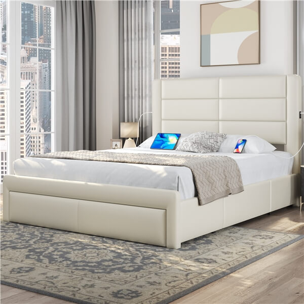 Bed Frame with 4 Storage Drawers