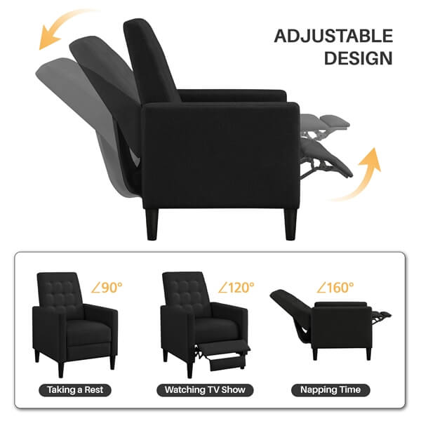 black faux leather recliner sofa