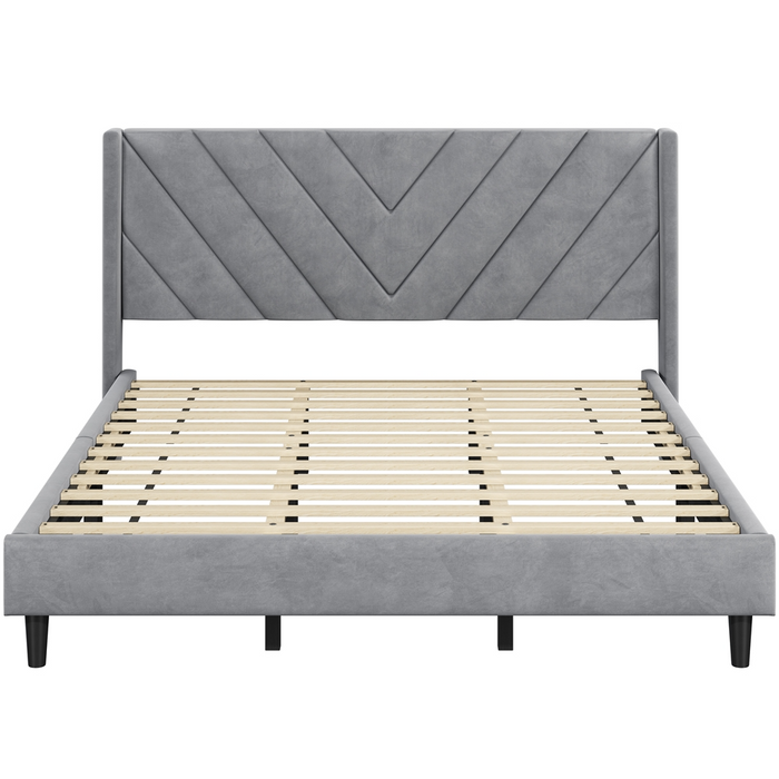 Yaheetech King Velvet Upholstered Bed Frame with Headboard