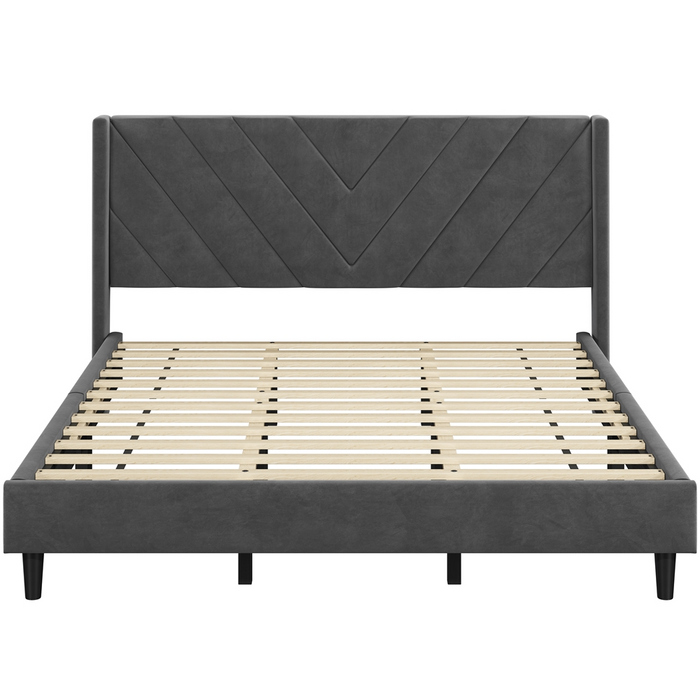 Yaheetech King Velvet Upholstered Bed Frame with Headboard