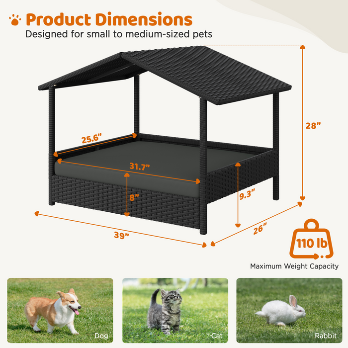 Yaheetech Outdoor Rattan Pet House