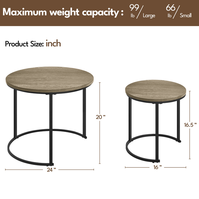 Yaheetech Rustic Nesting Coffee Table Set