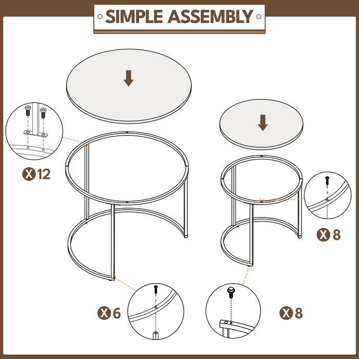 Yaheetech Rustic Nesting Coffee Table Set