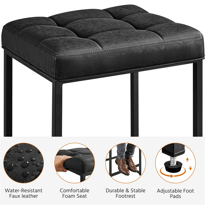 Yaheetech Set of 2 Modern Faux Leather Bar Stools