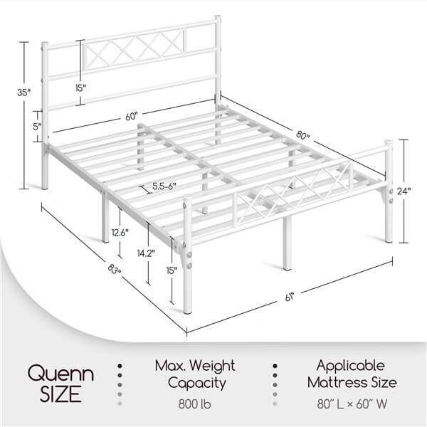 Yaheetech Simple Metal Platform Bed Frame Mattress Foundation