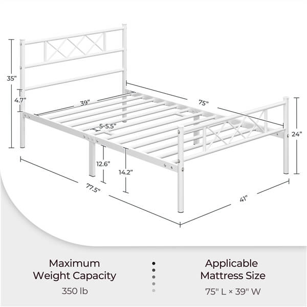 Yaheetech Simple Metal Platform Bed Frame Mattress Foundation