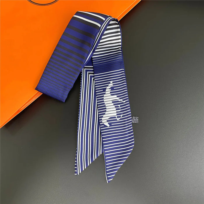 Zejna Navy Twilly Skinny Scarf